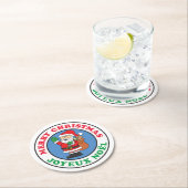 Joyeux Noel French Christmas Santa Ronde Kartonnen Onderzetter (Insitu)