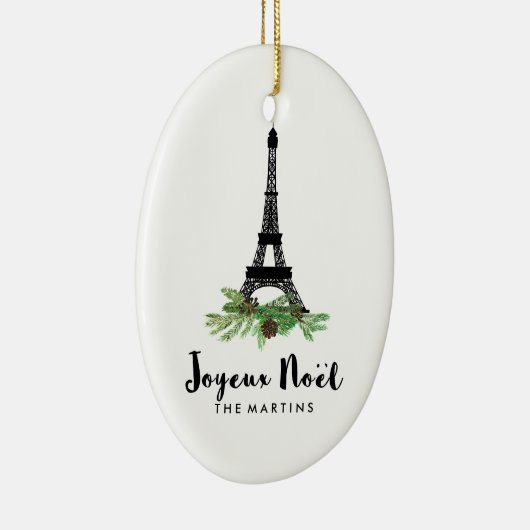 Joyeux Noel French Eiffel Tower Kerstmis Keramisch Ornament (Rechts)