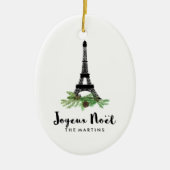 Joyeux Noel French Eiffel Tower Kerstmis Keramisch Ornament (Voorkant)