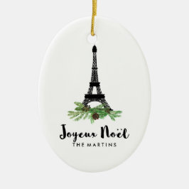 Joyeux Noel French Eiffel Tower Kerstmis Keramisch Ornament