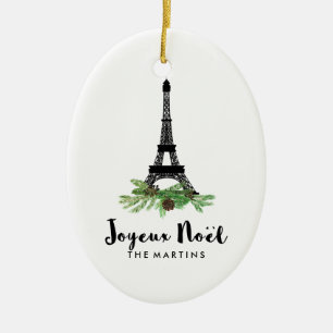 Joyeux Noel French Eiffel Tower Kerstmis Keramisch Ornament