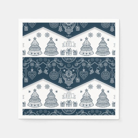 Joyeux Noel French folk blue engel  Servet (Voorkant)