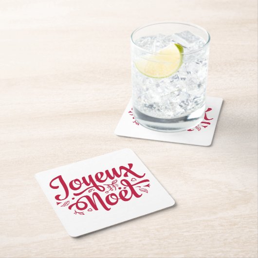 Joyeux Noel French Kerstgroet rood wit   Kartonnen Onderzetters (Insitu)