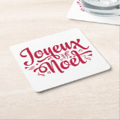 Joyeux Noel French Kerstgroet rood wit   Kartonnen Onderzetters (Schuin)