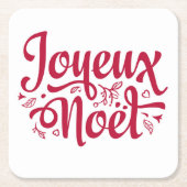 Joyeux Noel French Kerstgroet rood wit   Kartonnen Onderzetters (Voorkant)