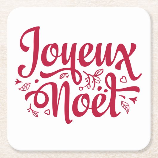 Joyeux Noel French Kerstgroet rood wit   Kartonnen Onderzetters (Voorkant)