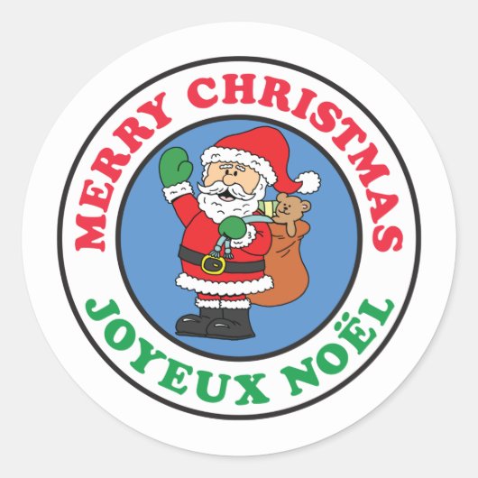 Joyeux Noel French Kerstkerstkerstkerstkerstkerstk Ronde Sticker (Voorkant)