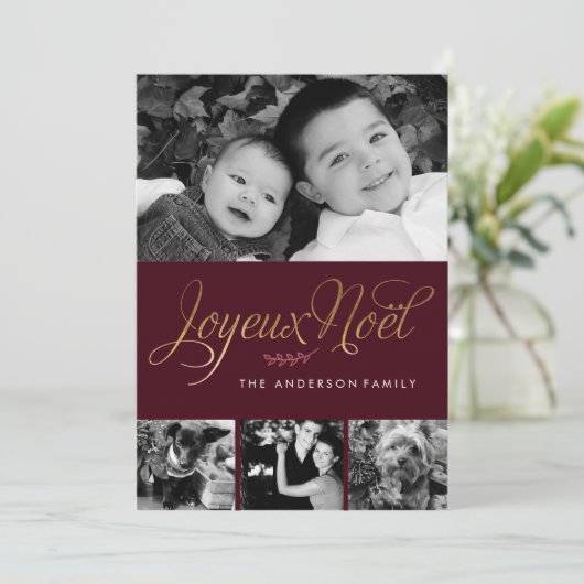 Joyeux Noel French Kerstmis Feestdagenkaart (Staand voorkant)