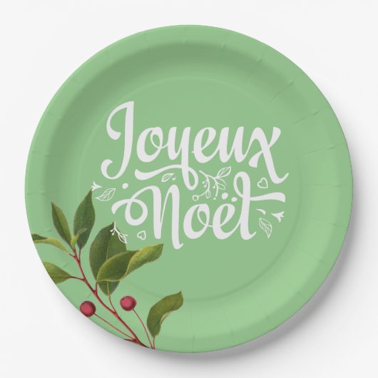 Joyeux Noel French Merry KerstRed en Green Papieren Bordje (Voorkant)