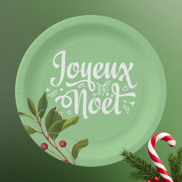Joyeux Noel French Merry KerstRed en Green Papieren Bordje