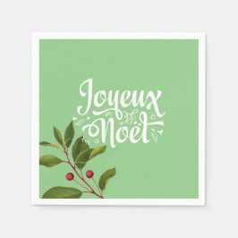 Joyeux Noel French Merry KerstRed en Green Servet