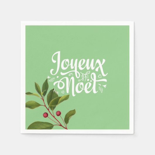 Joyeux Noel French Merry KerstRed en Green Servet (Voorkant)