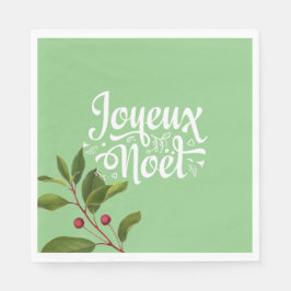 Joyeux Noel French Merry KerstRed en Green Servet
