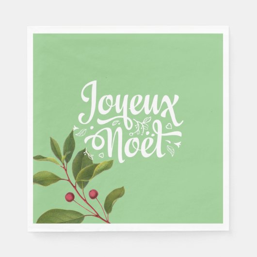 Joyeux Noel French Merry KerstRed en Green Servet (Voorkant)