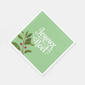 Joyeux Noel French Merry KerstRed en Green Servet (Hoek)