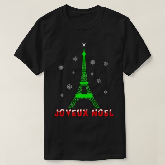Joyeux Noel French Paris Eiffel Tower Merry T-shirt (Design voorkant)