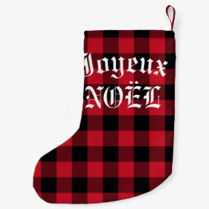 Joyeux Noel French Red Buffalo Check Kleine Kerstsok