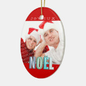 Joyeux Noel funky Blue red chic kerst Keramisch Ornament (Links)