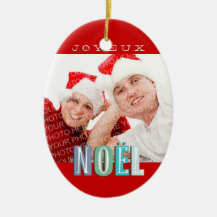 Joyeux Noel funky Blue red chic kerst Keramisch Ornament