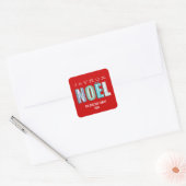 Joyeux Noel funky Blue red chic kerst Vierkante Sticker (Envelop)