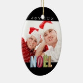 Joyeux Noel funky red green blue kermas Keramisch Ornament (Rechts)