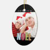 Joyeux Noel funky red green blue kermas Keramisch Ornament (Links)