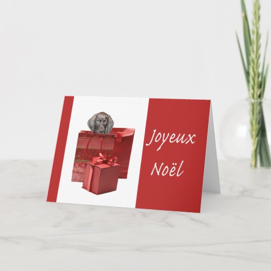 Joyeux Noël German shorthaired pointer puppy Feestdagen Kaart (Voorkant)