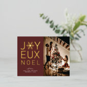 Joyeux Noel Gold Foil Holiday Greeting Briefkaart (Staand Voorkant)