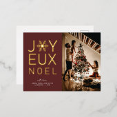 Joyeux Noel Gold Foil Holiday Greeting Briefkaart (Voorkant / Achterkant)