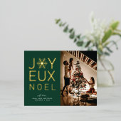 Joyeux Noel Gold Foil Holiday Greeting Briefkaart (Staand Voorkant)