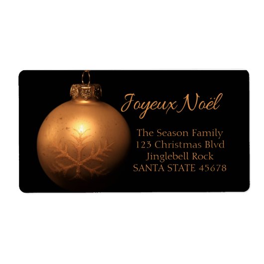 Joyeux Noël Golden ornament label (Voorkant)