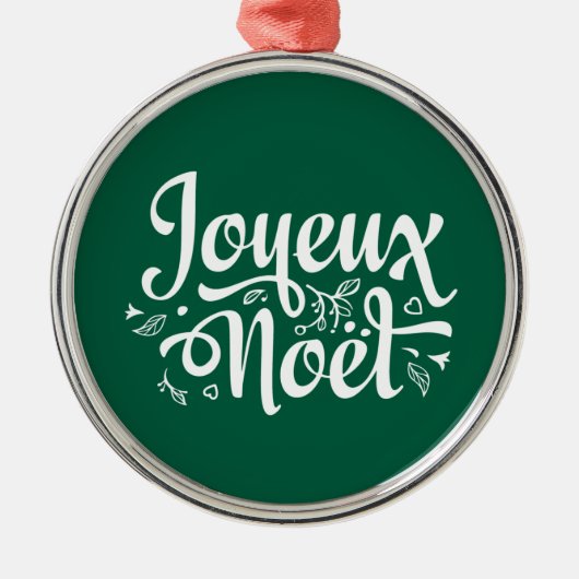 Joyeux Noel Green Metalen Ornament (Voorkant)