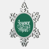 Joyeux Noel Green Tin Sneeuwvlok Ornament (Rechts)