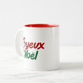 Joyeux Noël Hand Lettered Tweekleurige Koffiemok (Voorkant links)