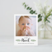 Joyeux Noel Handgeschreven Script Kerstfoto Hol Feestdagenkaart (Staand voorkant)
