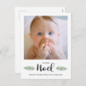 Joyeux Noel Handgeschreven Script Kerstfoto Hol Feestdagenkaart (Voorkant / Achterkant)