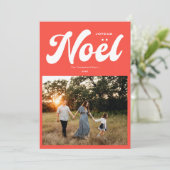 Joyeux Noel Helder fotodesign rood Feestdagenkaart (Staand voorkant)
