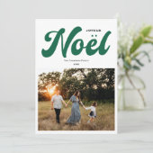 Joyeux Noel Helder fotoontwerp groen Feestdagenkaart (Staand voorkant)