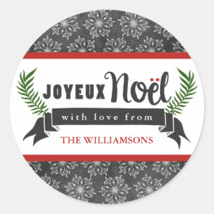 Joyeux Noel Holiday Gift Label Stickers / Grijs