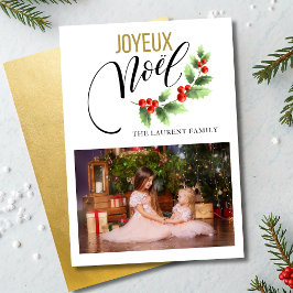 Joyeux Noël Holly Foto Franse kerst Kaarten
