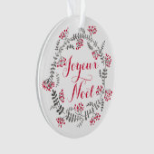 Joyeux Noël Holly Wreath kerstornament Ornament (voorkant)