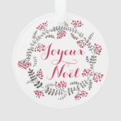 Joyeux Noël Holly Wreath kerstornament Ornament (achterkant)