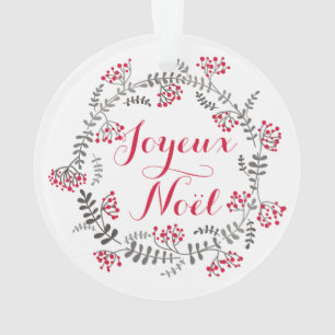 Joyeux Noël Holly Wreath kerstornament Ornament