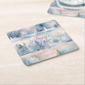 Joyeux Noël in koele tinten Kartonnen Onderzetters (Schuin)