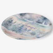 Joyeux Noël in koele tinten Papieren Bordje (Gekanteld)