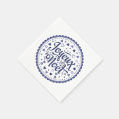 Joyeux Noel kalligrafie typografie blauw wit beeld Servet (Hoek)