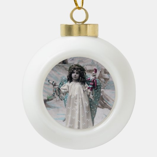 Joyeux Noel Keramische Bal Ornament (Voorkant)