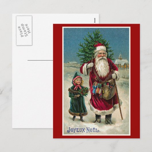 "Joyeux Noel"  kerst Feestdagenkaart (Voorkant / Achterkant)