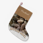 Joyeux Noel Kerst Vakantie Pine Cone Naam Kleine Kerstsok (Voorkant (Hangend))