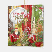 Joyeux Noel ( kerst van de Franse kerst ) Keramisch Ornament (Links)